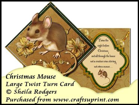 Large Twist Turn Card - Christmas Mouse