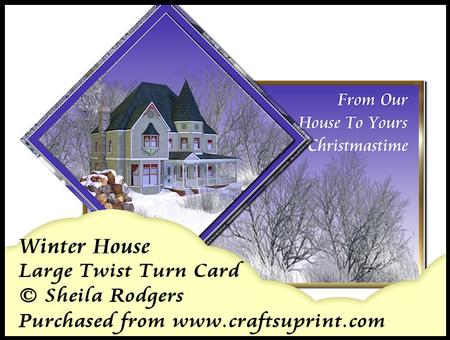 Large Twist Turn Card - Winter House