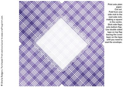 All in One Envelope for 5 Inch Card - Dark Purple Checks