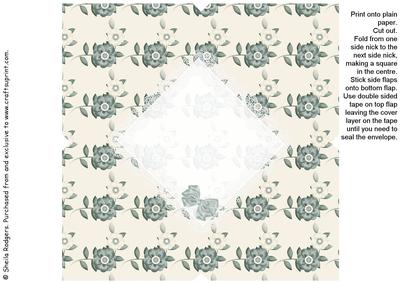 All in One Envelope for 5 Inch Card - Green Flowers