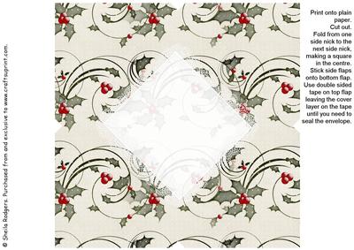 All in One Envelope for 5 Inch Card - Holly 1
