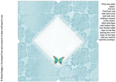 All in One Envelope for 5 Inch Card - Hearts & Butterflies