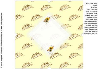 All in One Envelope for 5 Inch Card - Sunflowers & Butterfly
