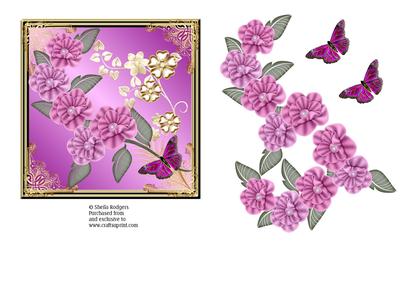 5 Inch Pink Pearl Flowers Decoupage