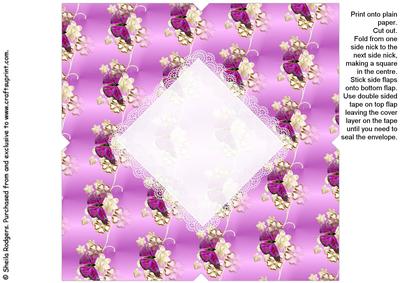 All in One Envelope for 5 Inch Card - Pink Pearl Flowers