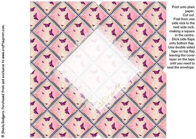 All in One Envelope for 5 Inch Card - Magenta Butterflies