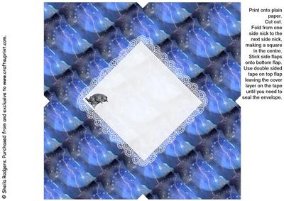 All in One Envelope for 5 Inch Card - Moon Fairy with Cats