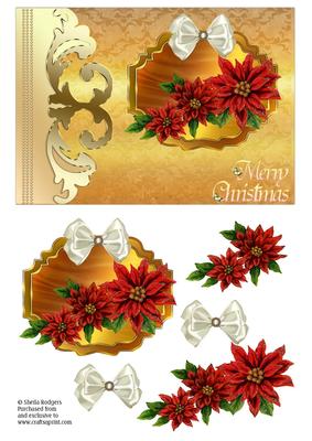 Red Poinsettia on Gold