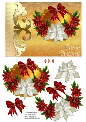 Mixed Poinsettias on Gold