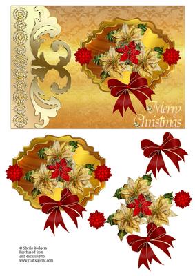 Poinsettias with Glitter Border