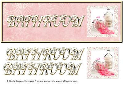 Room Sign - Bathroom - Pink with Image