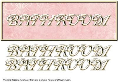 Room Sign - Bathroom in Pink and Gold