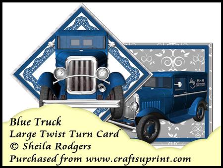 Large Twist Turn Card - Blue Truck