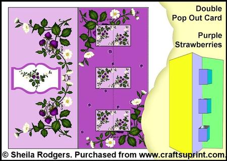 Double Pop Out Card - Purple Strawberries
