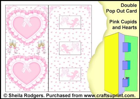 Double Pop Out Card - Pink Cupids and Hearts