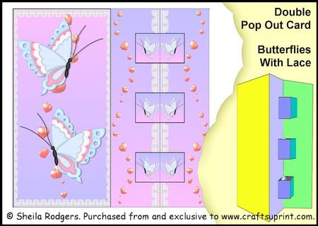 Double Pop Out Card - Butterflies with Lace