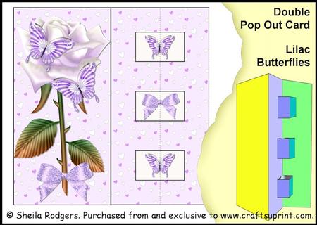 Double Pop Out Card - Lilac Butterflies