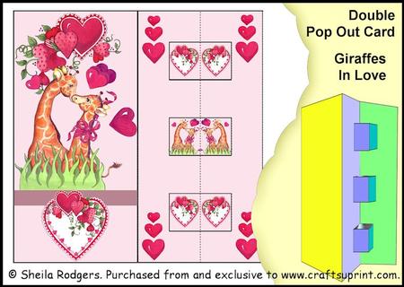 Double Pop Out Card - Giraffes in Love