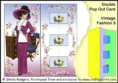 Double Pop Out Card - Vintage Fashion 5
