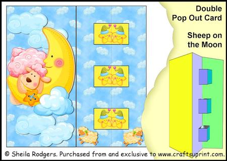 Double Pop Out Card - Sheep on the Moon