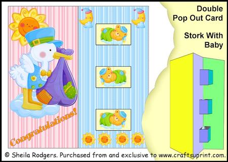 Double Pop Out Card - Stork with Baby