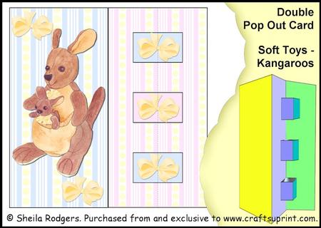 Double Pop Out Card - Soft Toys - Kangaroos