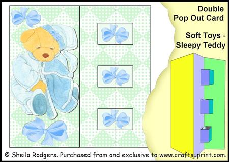 Double Pop Out Card - Soft Toys - Sleepy Teddy
