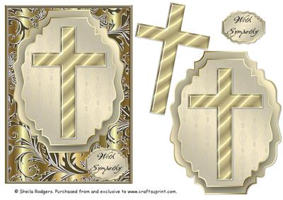 Plain Gold Cross Sympathy Card