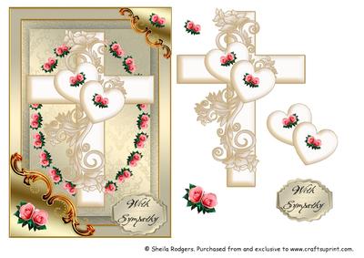 Sympathy Card with Cross and Rosebuds