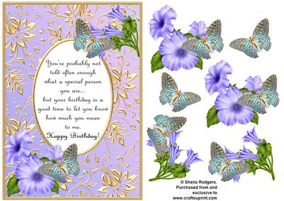 Blue Birthday Butterflies with Poem 1