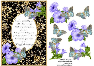 Blue Birthday Butterflies with Poem 2