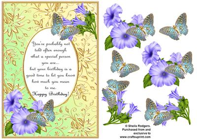 Blue Birthday Butterflies with Poem 3