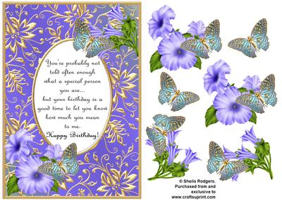 Blue Birthday Butterflies with Poem 4