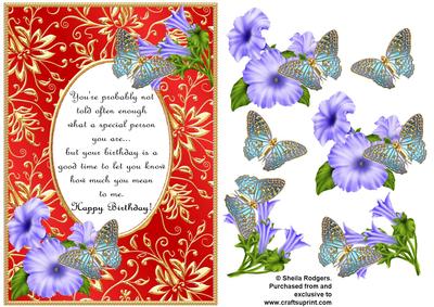 Blue Birthday Butterflies with Poem 5