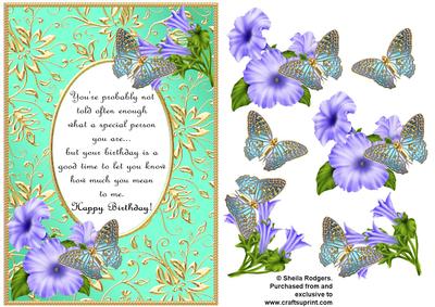 Blue Birthday Butterflies with Poem 6