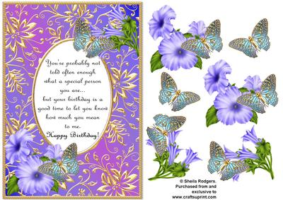 Blue Birthday Butterflies with Poem 7