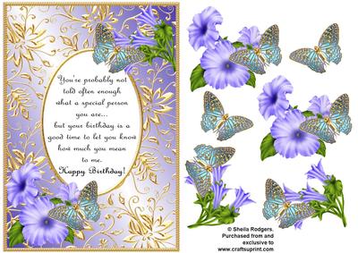 Blue Birthday Butterflies with Poem 8