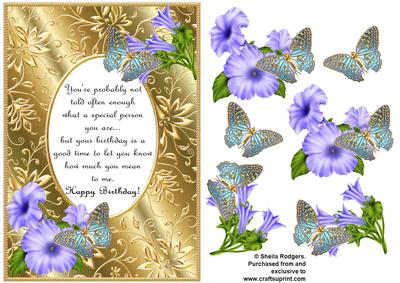 Blue Birthday Butterflies with Poem 9