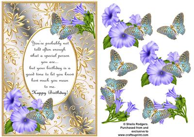 Blue Birthday Butterflies with Poem 10