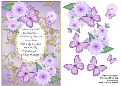 Butterflies with Gold Flourishes and Poem 1