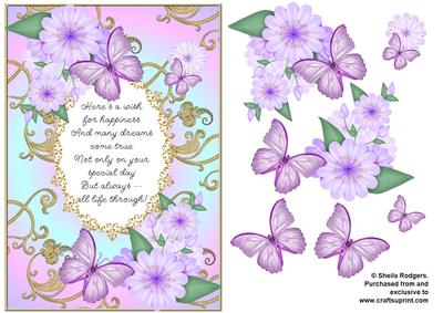 Butterflies with Gold Flourishes and Poem 4