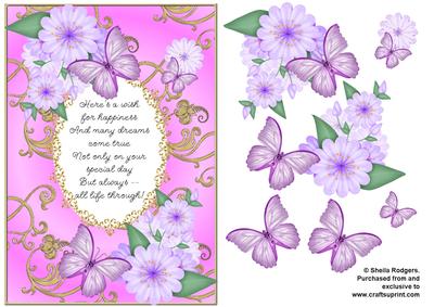 Butterflies with Gold Flourishes and Poem 5