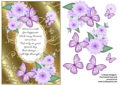 Butterflies with Gold Flourishes and Poem 6