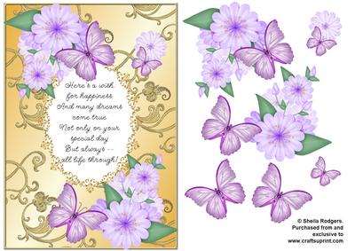 Butterflies with Gold Flourishes and Poem 9