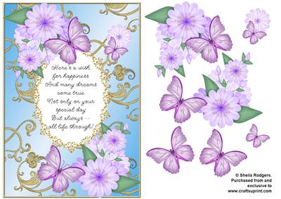 Butterflies with Gold Flourishes and Poem 10