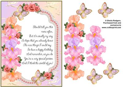 Roses, Irises and Butterflies 1