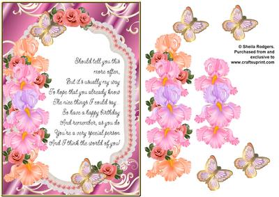 Roses, Irises and Butterflies 7
