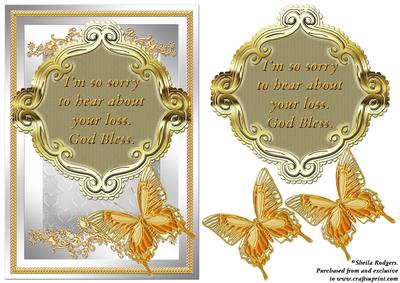 Gold Sympathy Card with Butterfly