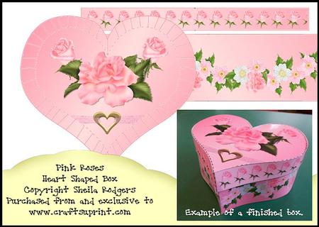 Heart Shaped Box - Pink Roses