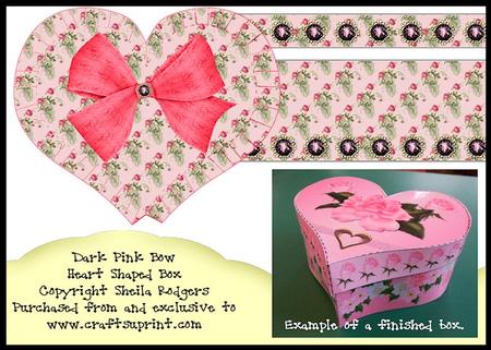 Heart Shaped Box - Dark Pink Bow